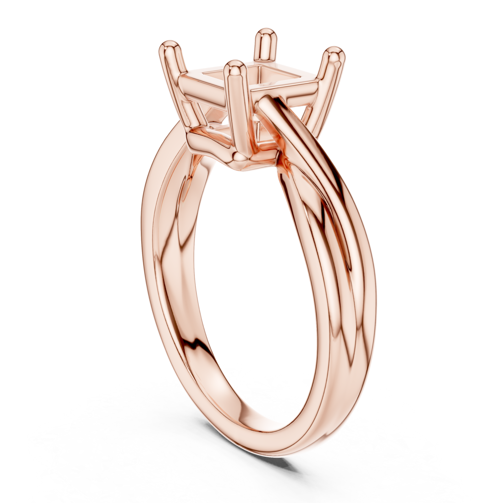  Rose Gold Sculpted Elegance Solitaire Ring Left View