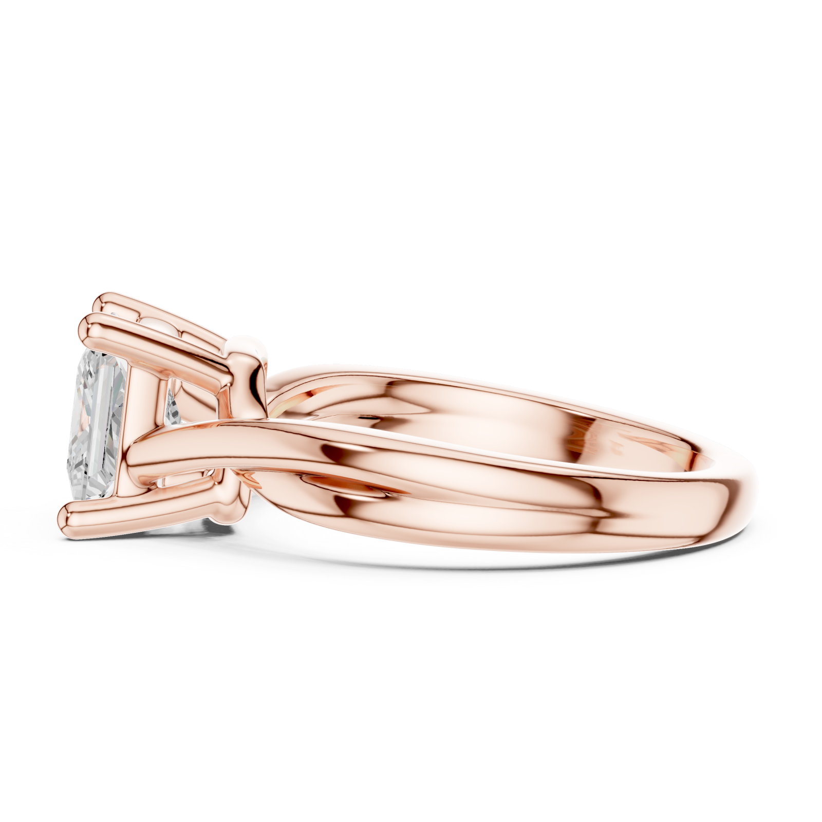 Rose Gold Sculpted Elegance Solitaire Ring Side View