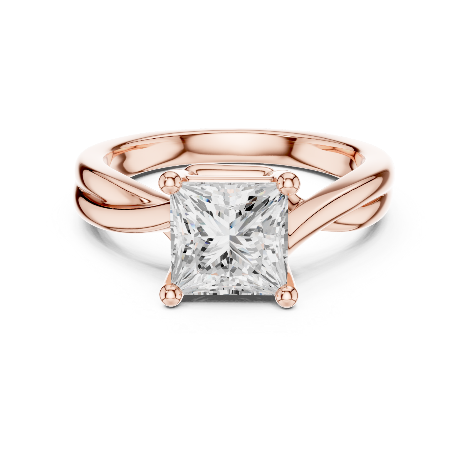  Rose Gold Sculpted Elegance Solitaire Ring Front View