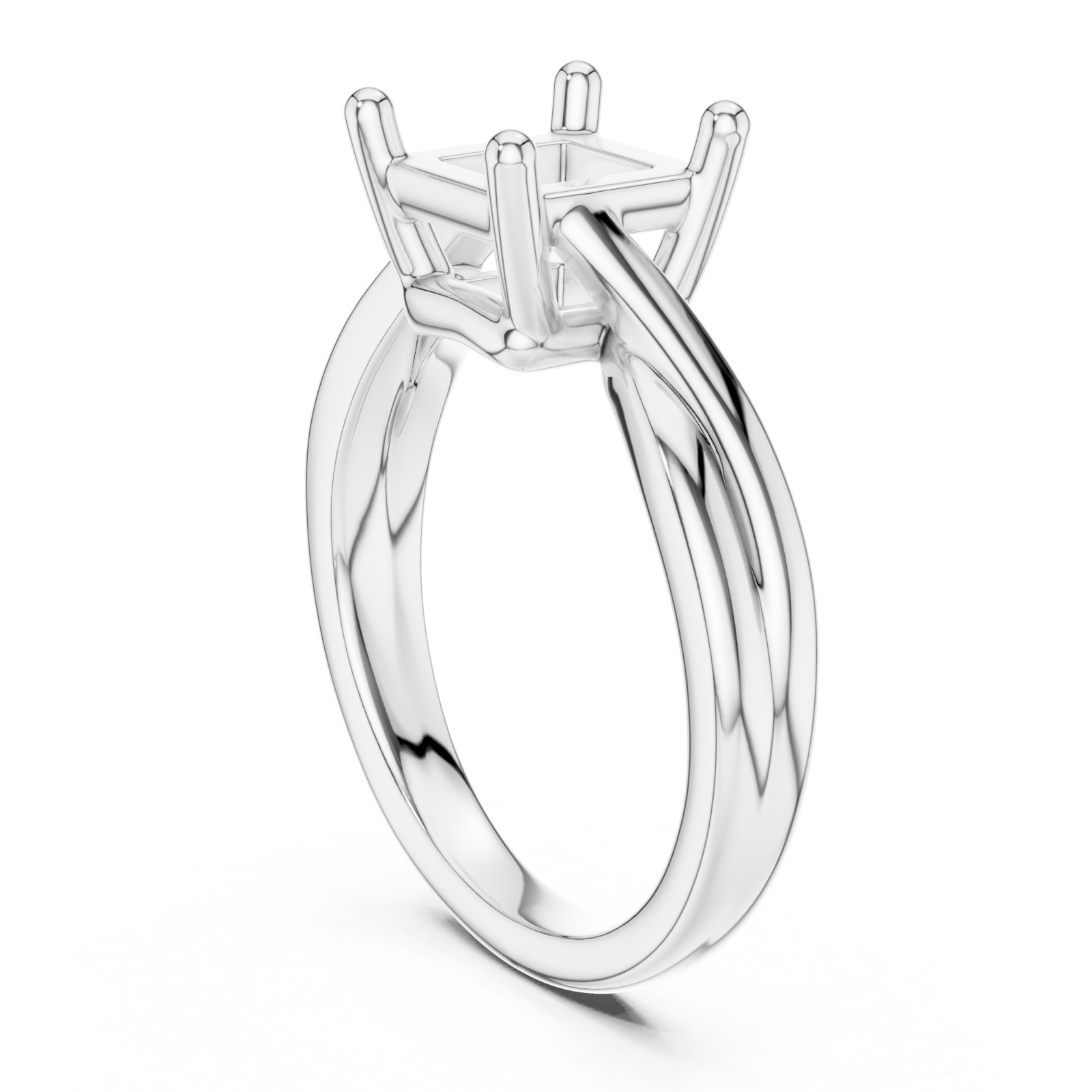  White Gold Sculpted Elegance Solitaire Ring Left View