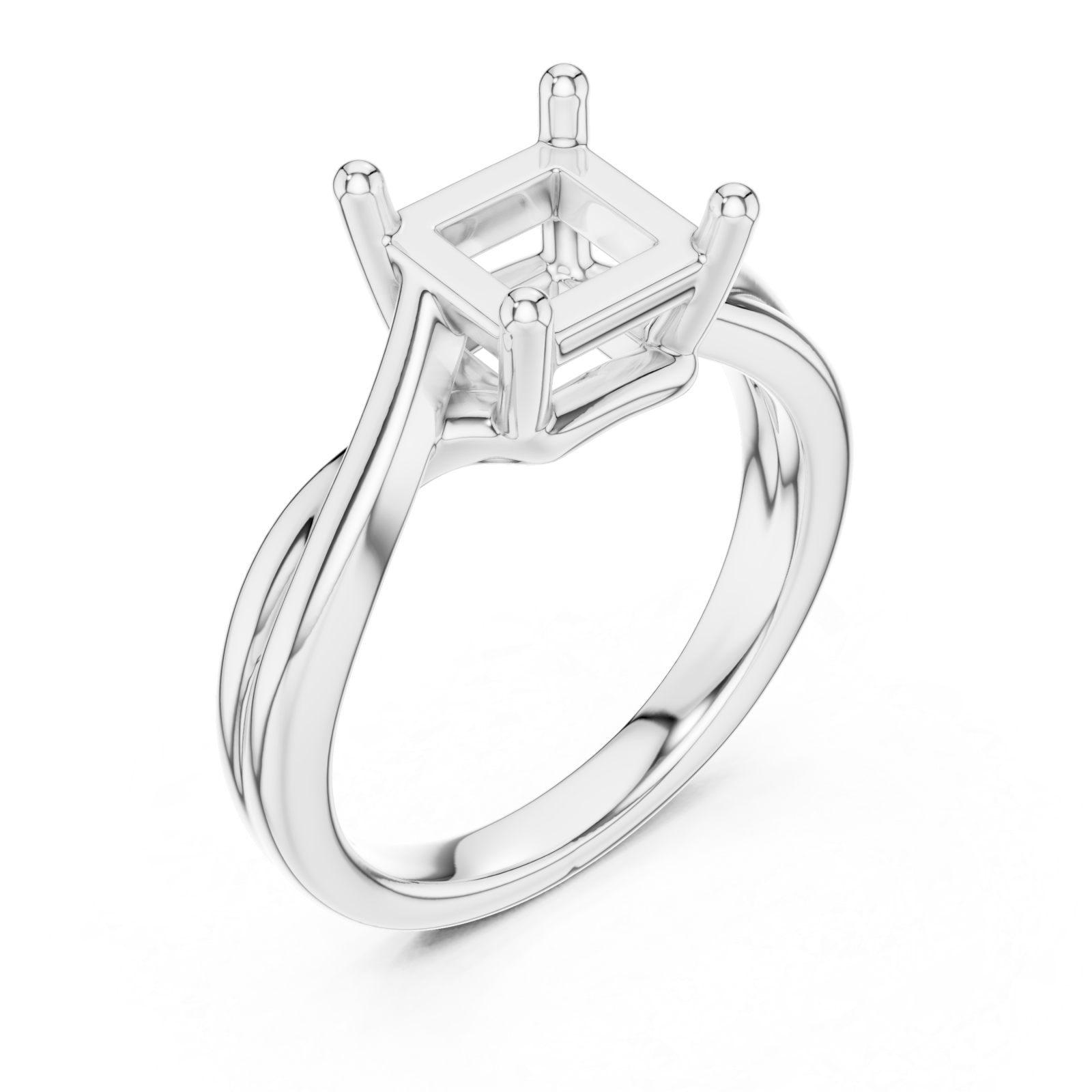  White Gold Sculpted Elegance Solitaire Ring Right View