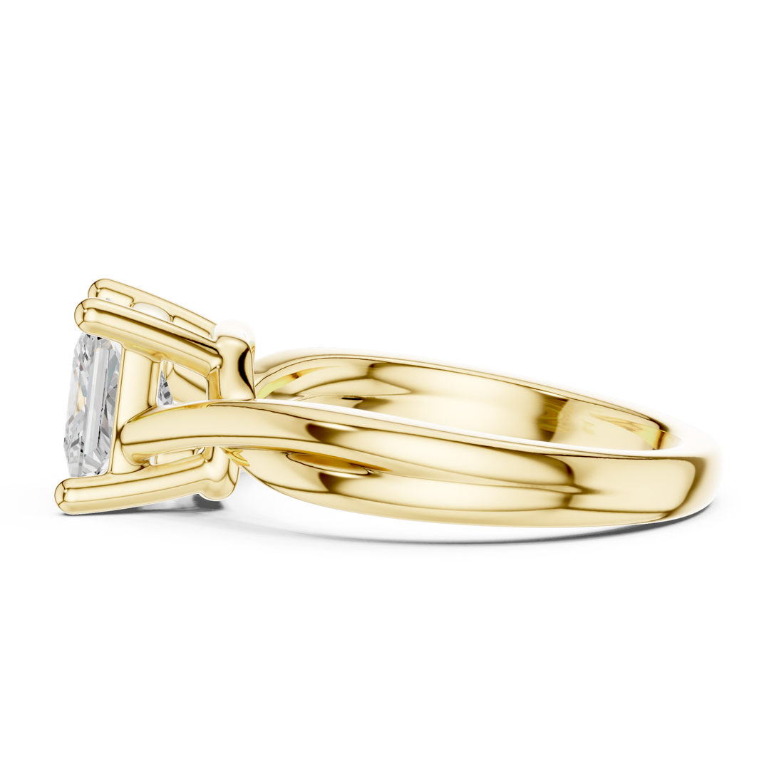  Gold Sculpted Elegance Solitaire Ring Front View