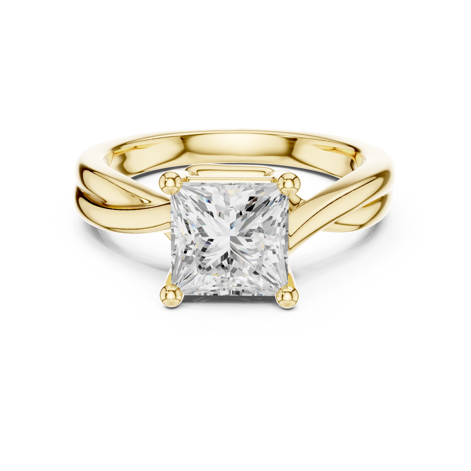  Gold Sculpted Elegance Solitaire Ring Front View