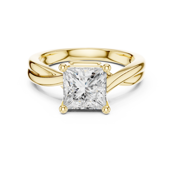  Gold Sculpted Elegance Solitaire Ring Front View
