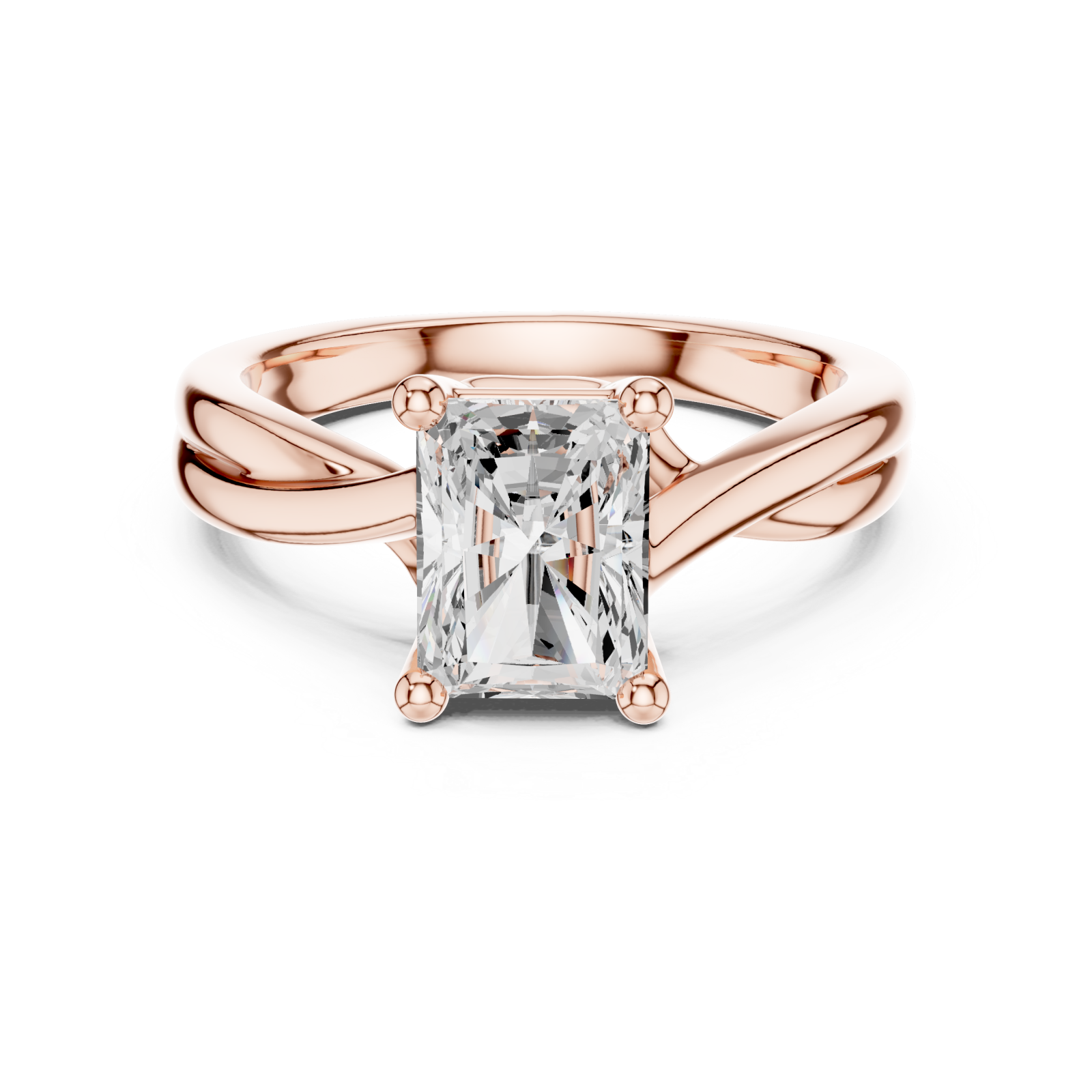  Rose Gold Enchanted Crest Solitaire Ring Front View