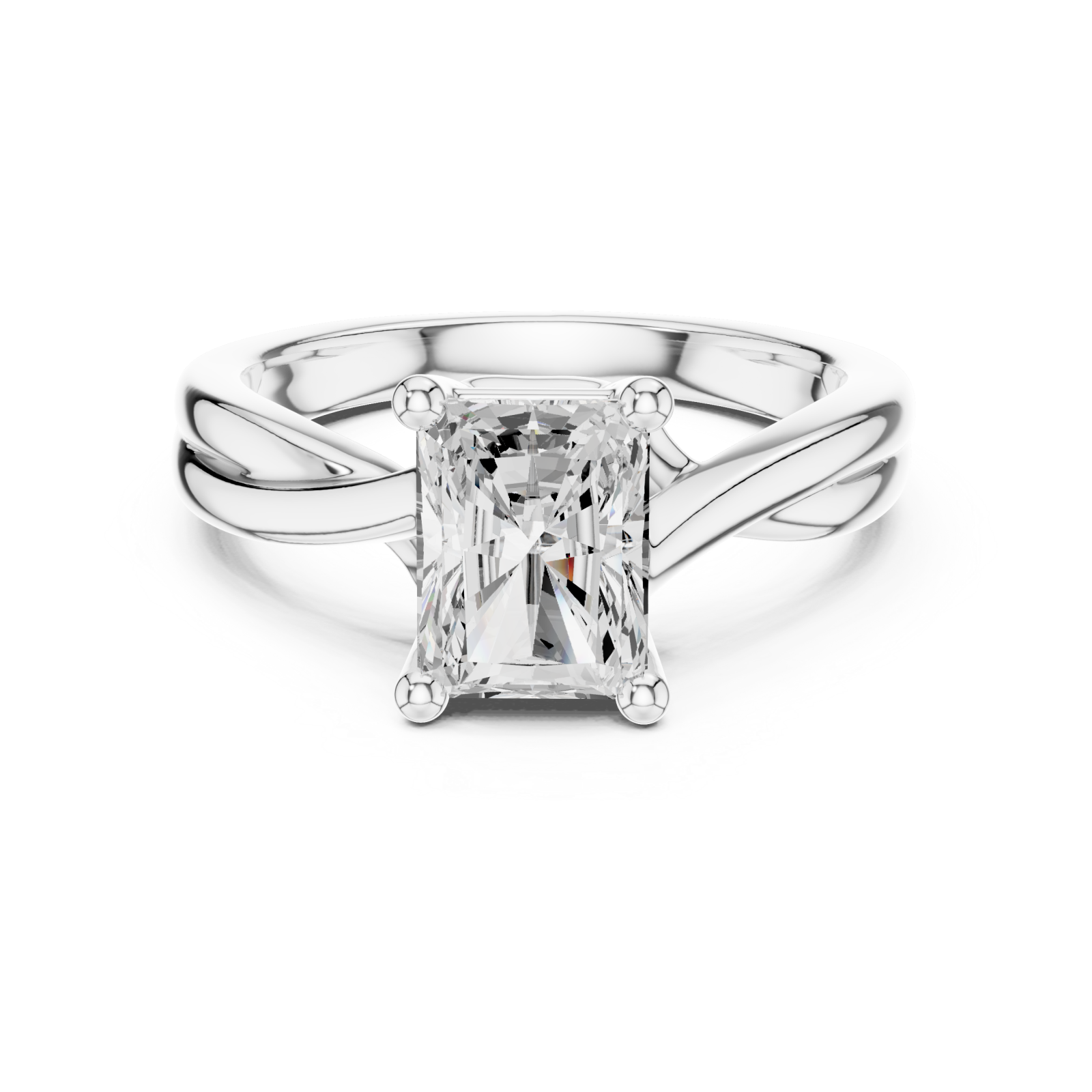  White Gold Enchanted Crest Solitaire Ring Front View