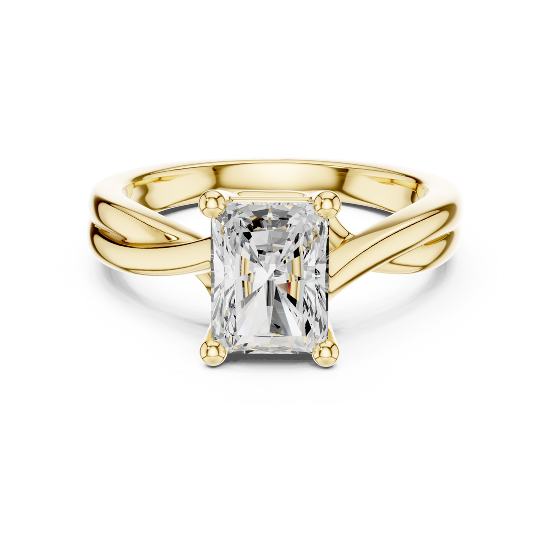  Gold Enchanted Crest Solitaire Ring Front View