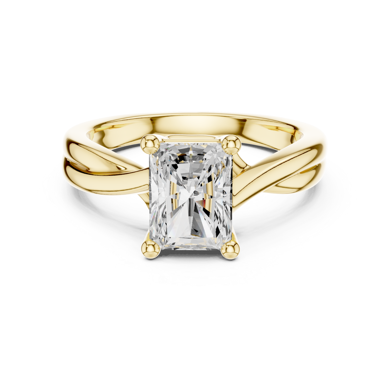  Gold Enchanted Crest Solitaire Ring Front View