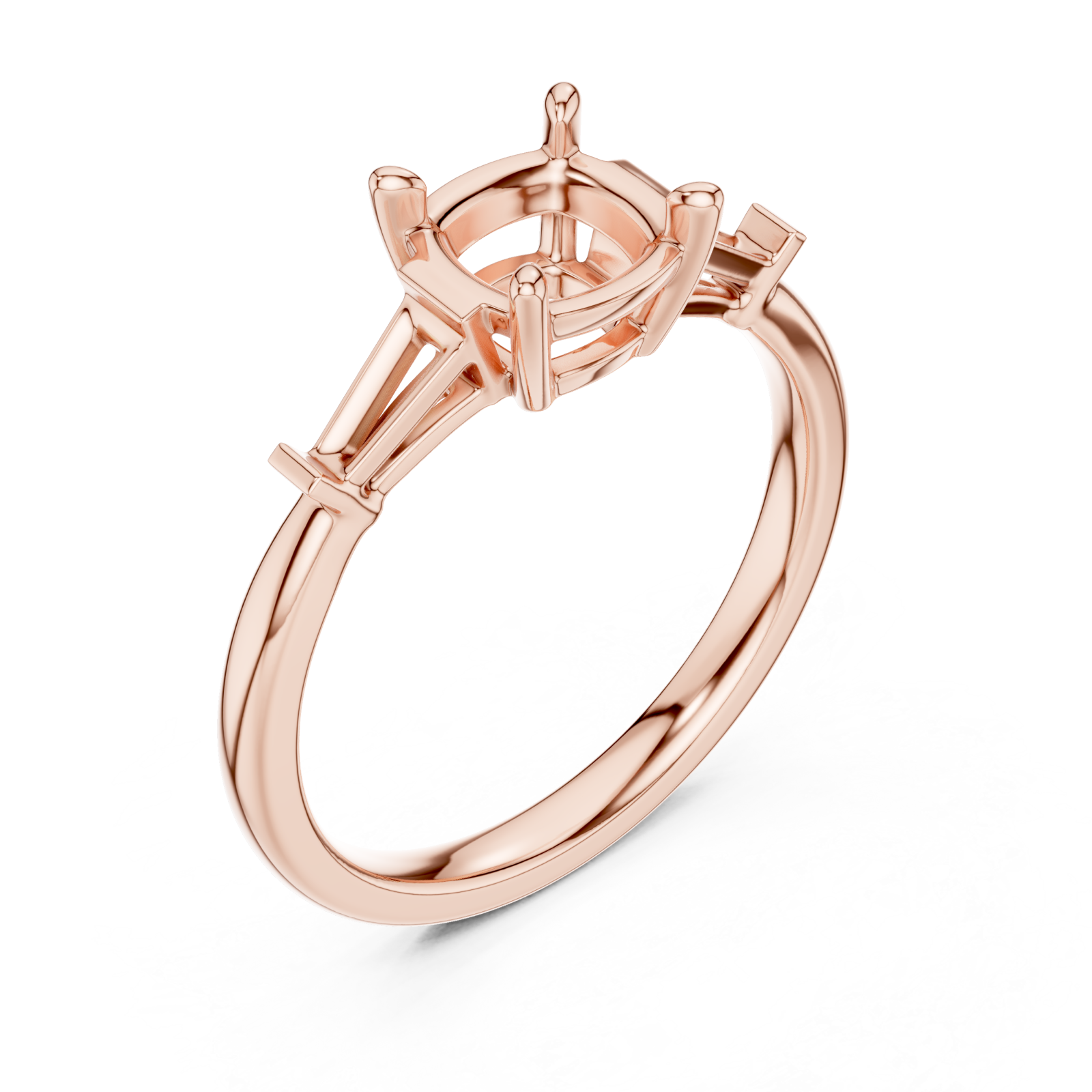  Rose Gold Classic Cathedral Engagement Ring Right View