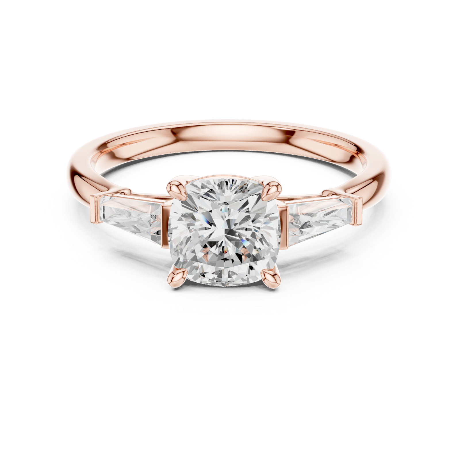  Rose Gold Classic Cathedral Engagement Ring Front View