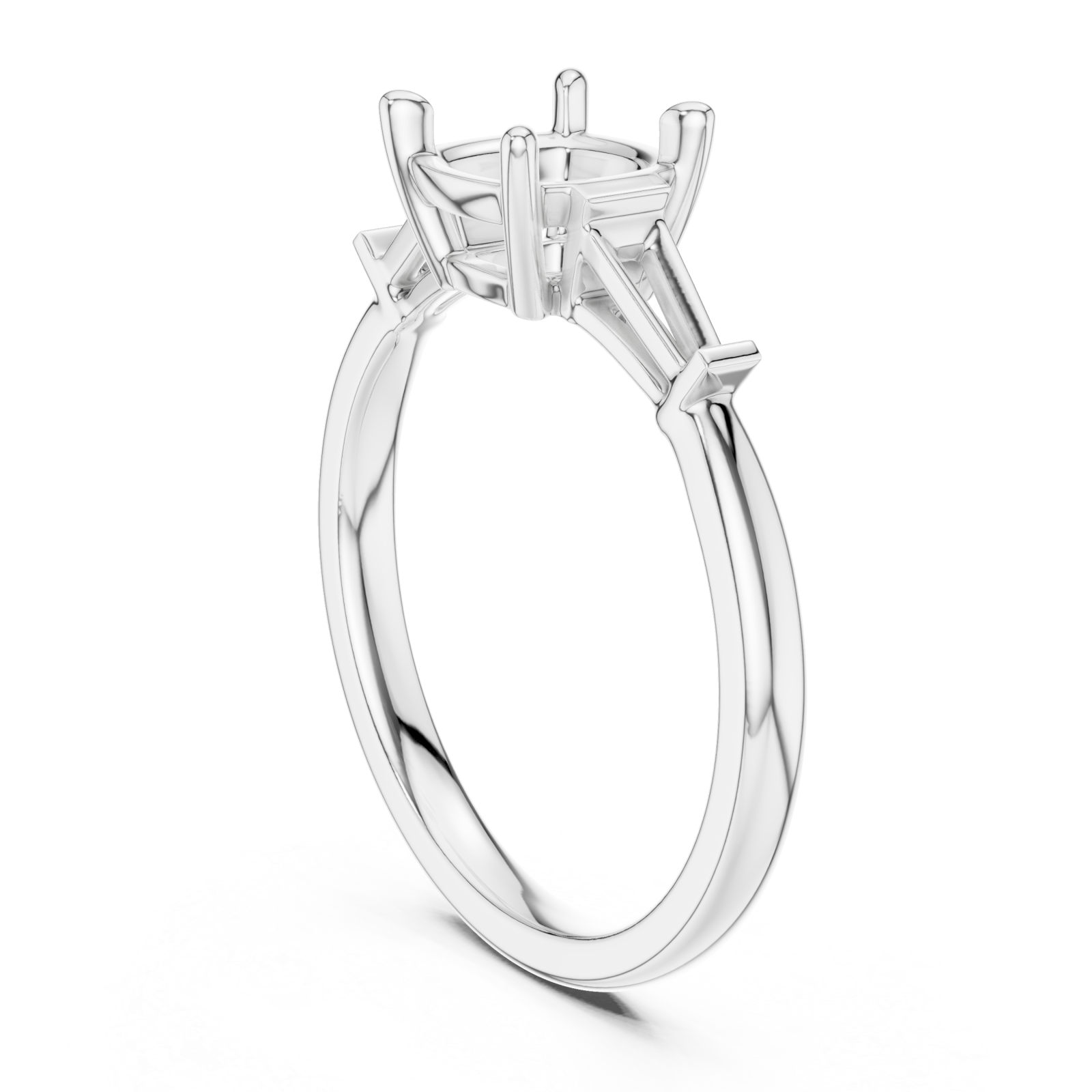  White Gold Classic Cathedral Engagement Ring Left View