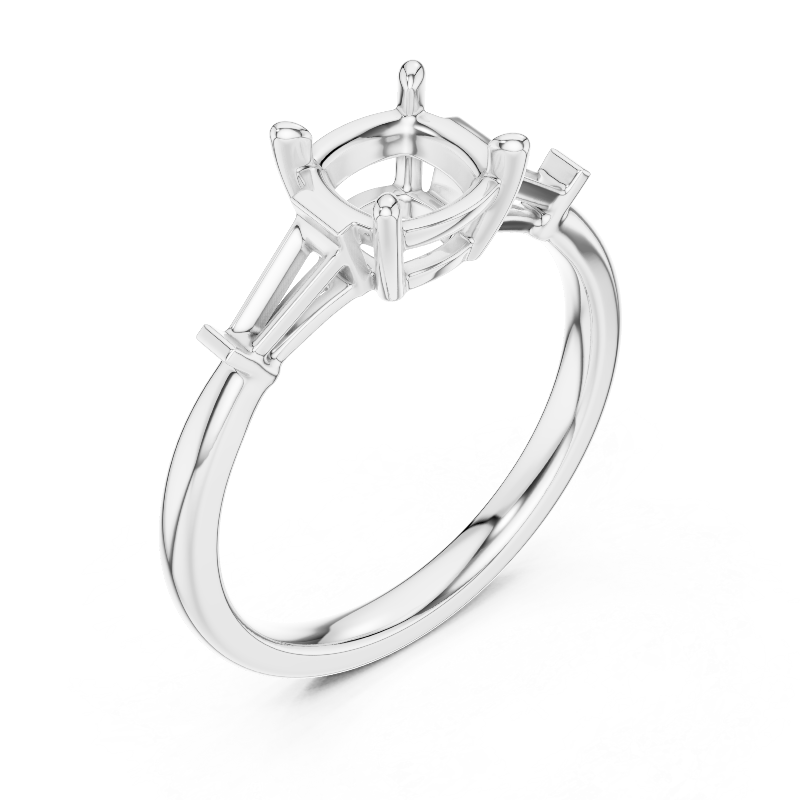  White Gold Classic Cathedral Engagement Ring Right View