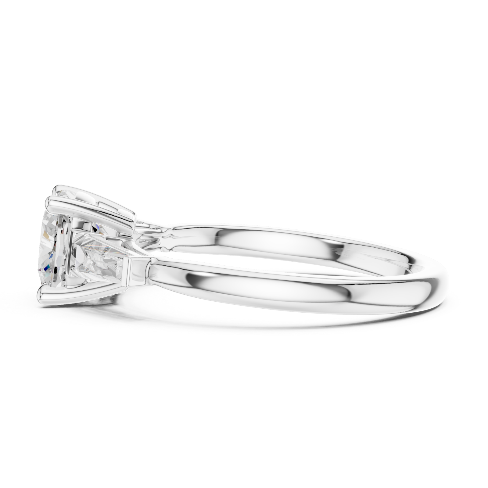  White Gold Classic Cathedral Engagement Ring Side View