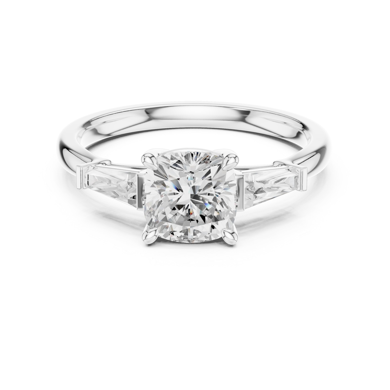  White Gold Classic Cathedral Engagement Ring Front View