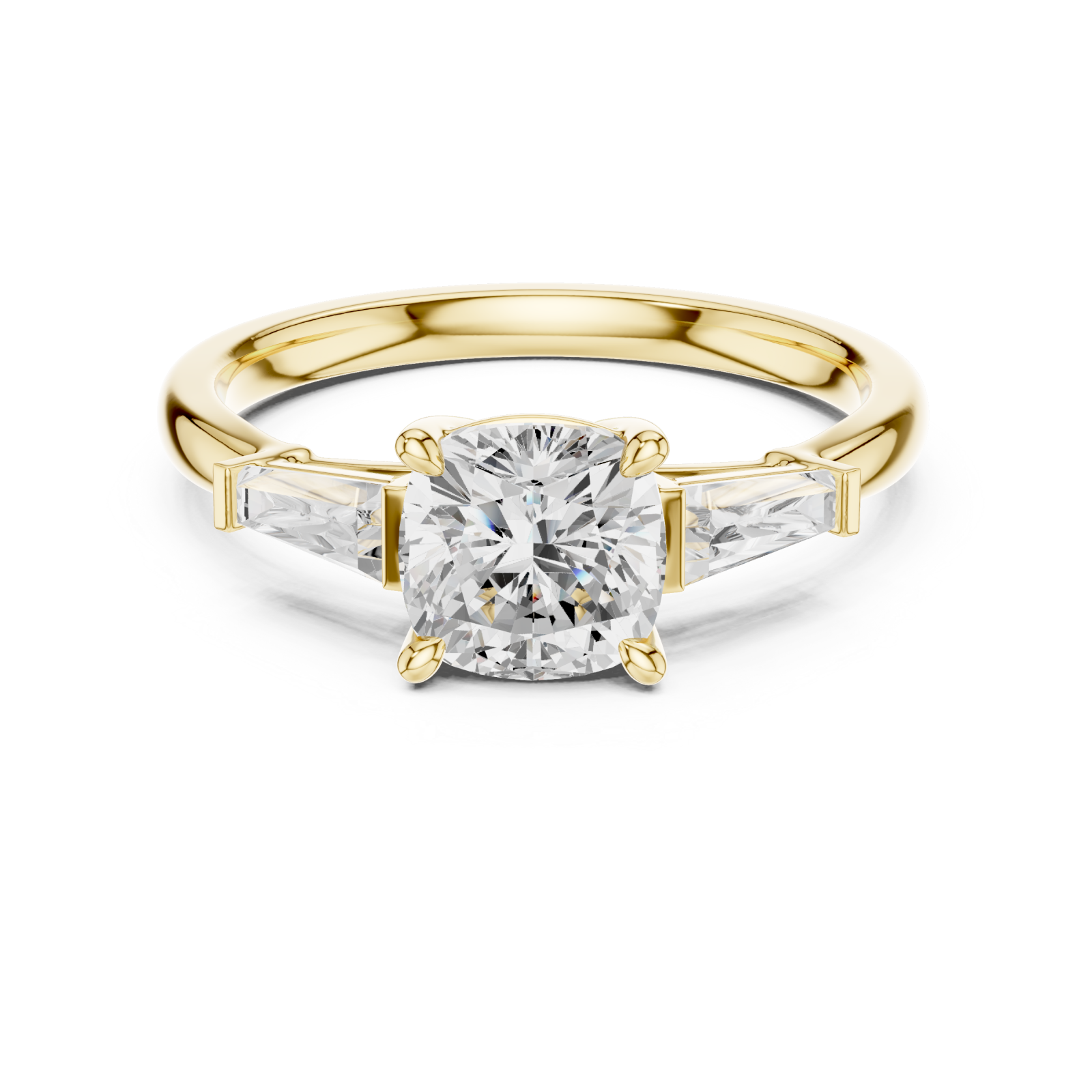  Gold Classic Cathedral Engagement Ring Front View