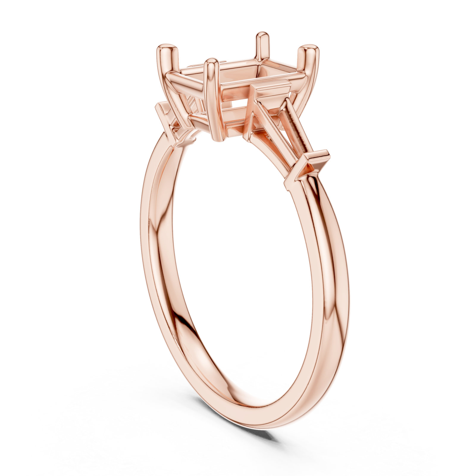  Rose Gold Graceful Princess Setting Ring Left View