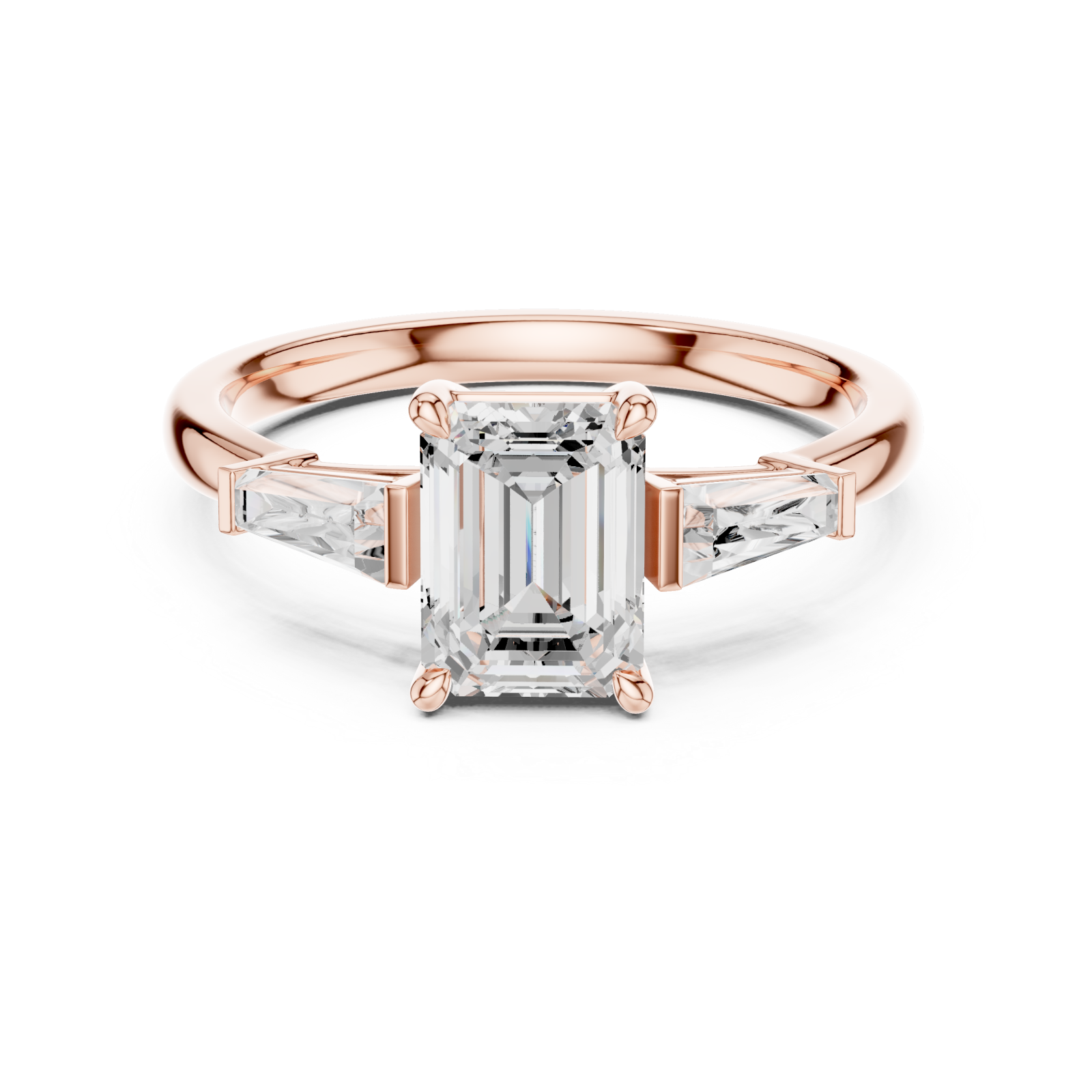  Rose Gold Graceful Princess Setting Ring Front View