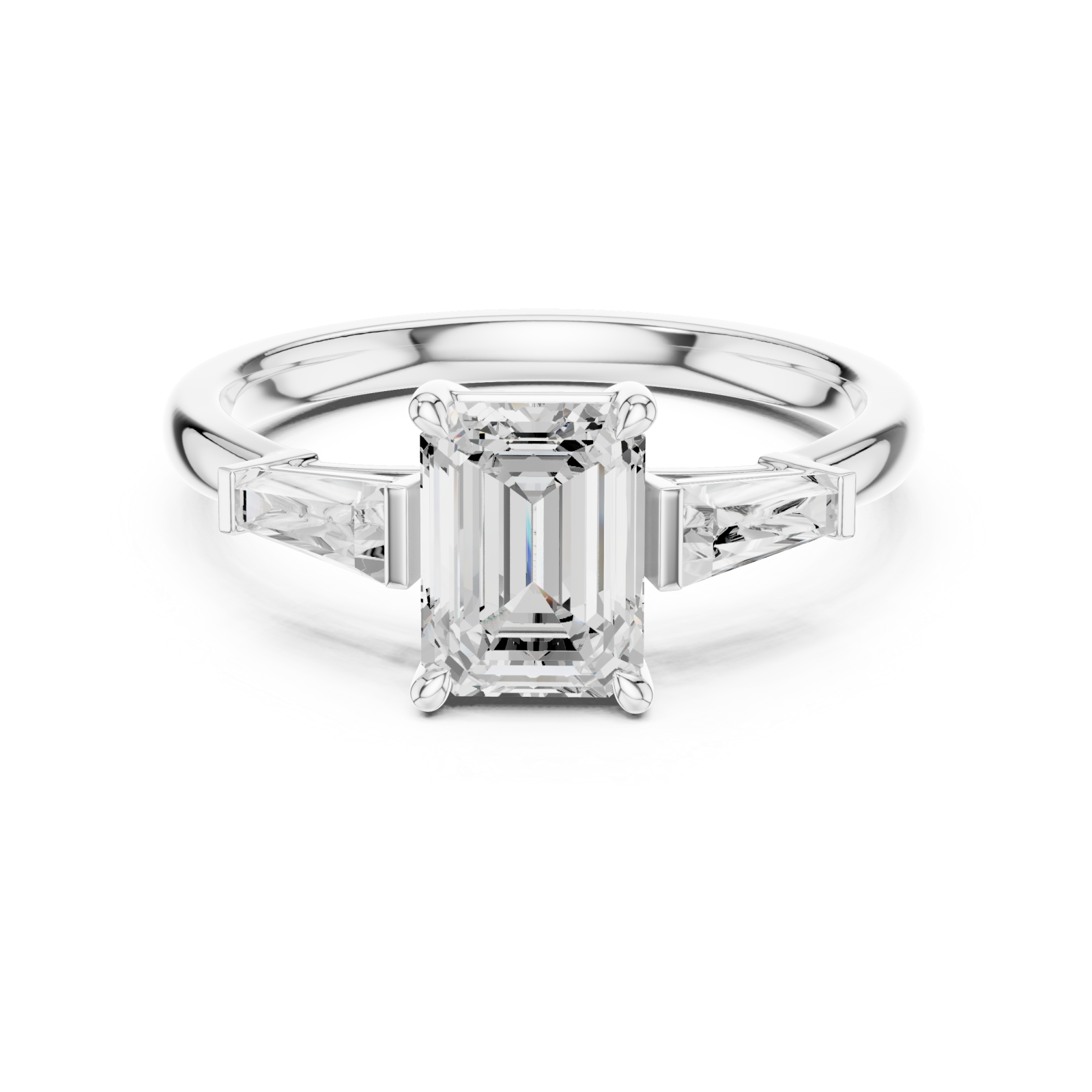  White Gold Graceful Princess Setting Ring Front View