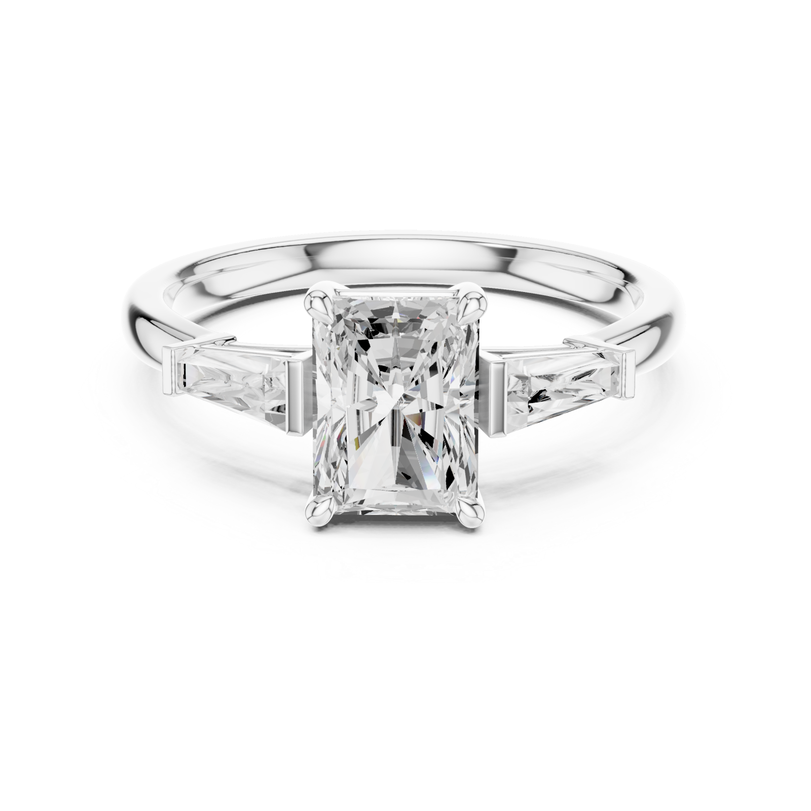  White Gold Sculpted Openwork Gleam Ring Front View