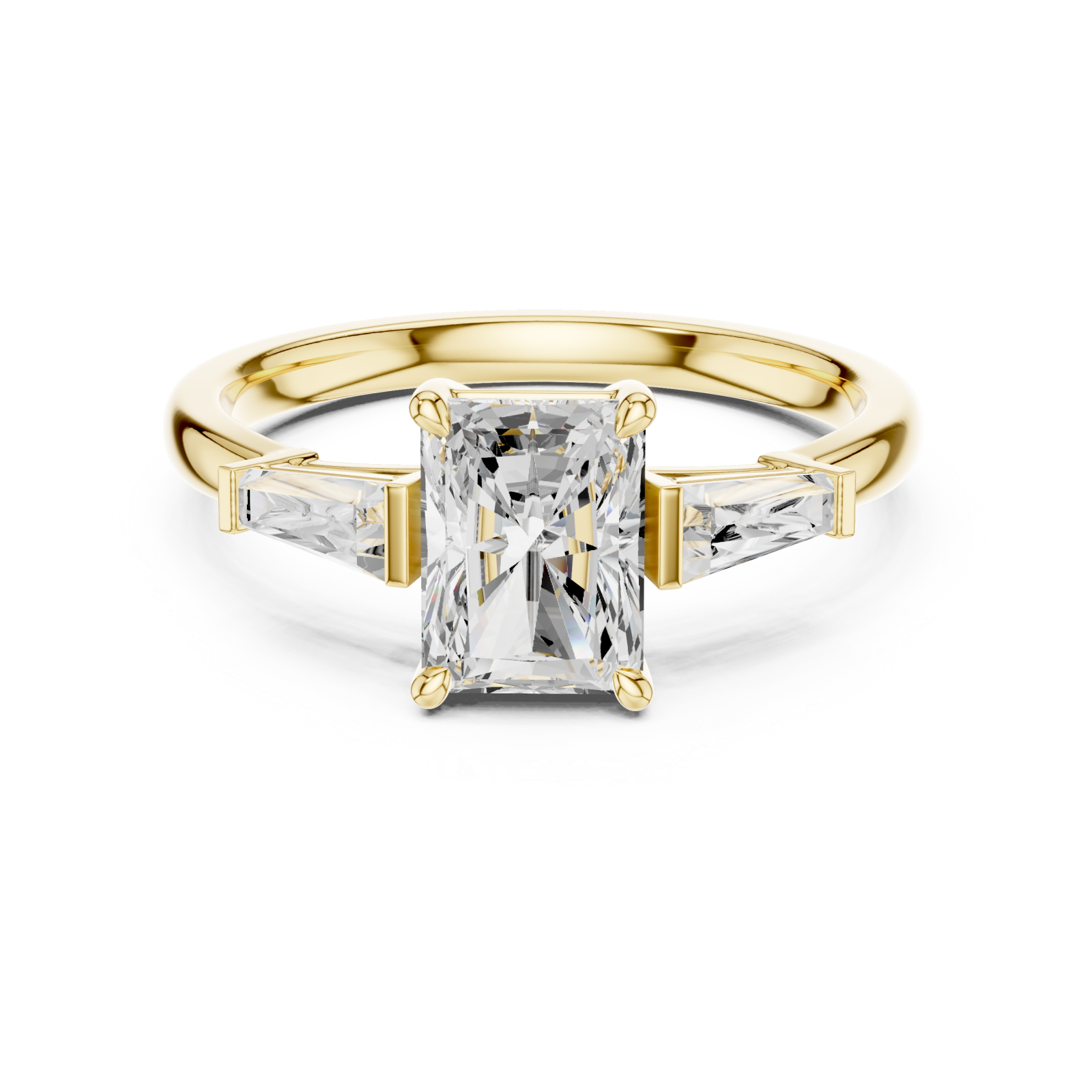  Gold Sculpted Openwork Gleam Ring Front View