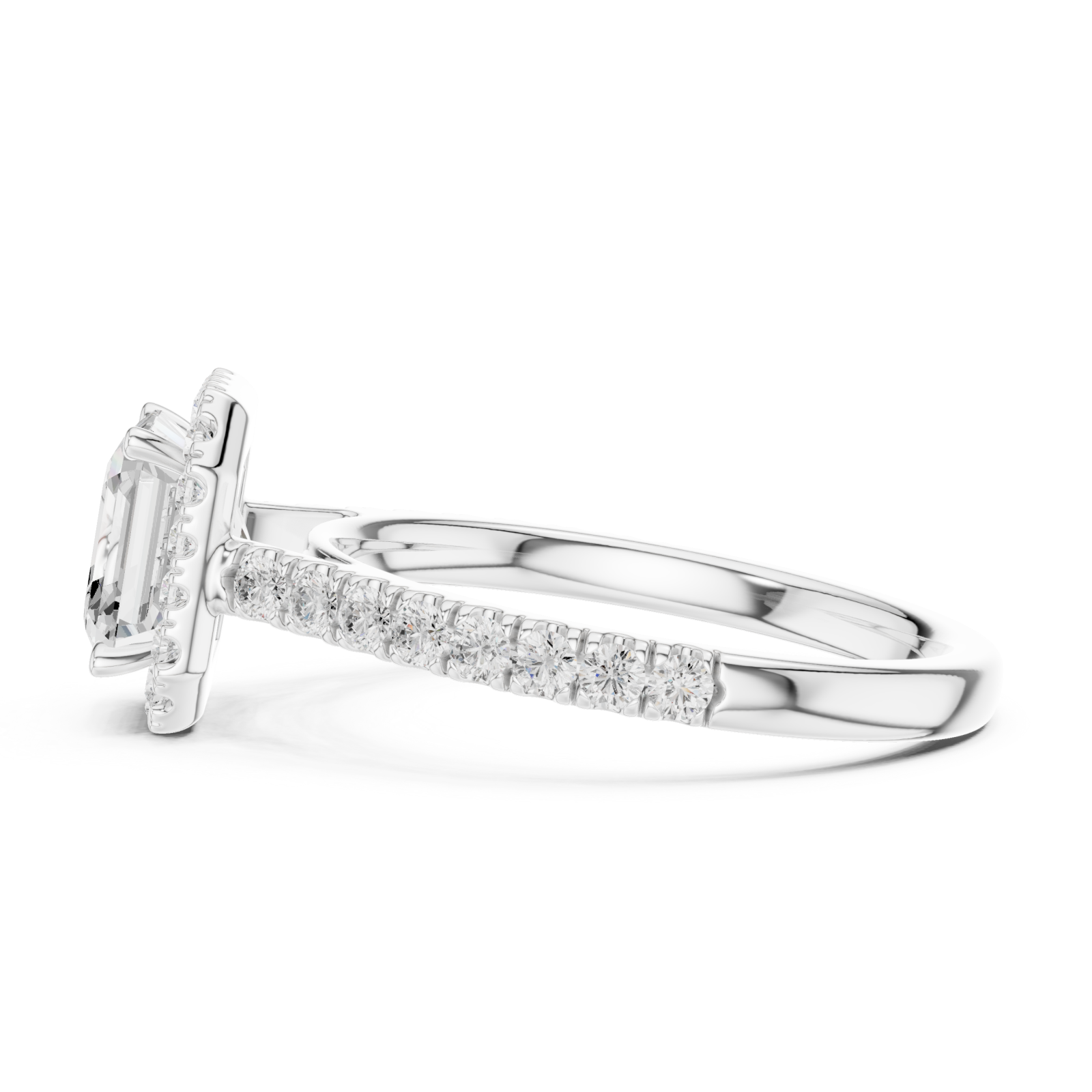  White Gold Celestial Harmony Square Halo Ring Side View