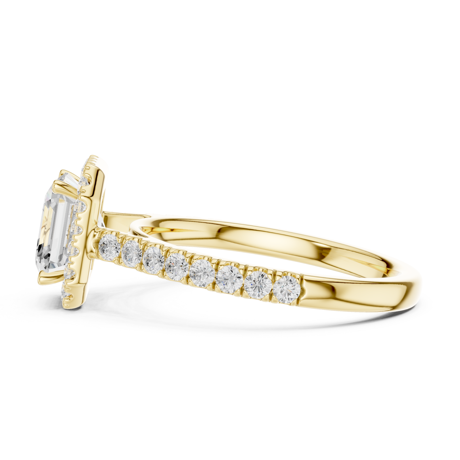  Gold Celestial Harmony Square Halo Ring Side View