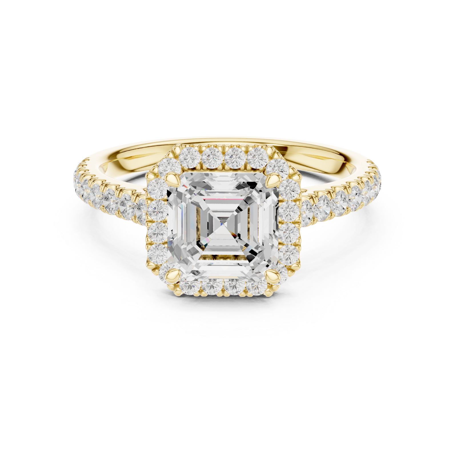  Gold Celestial Harmony Square Halo Ring Front View