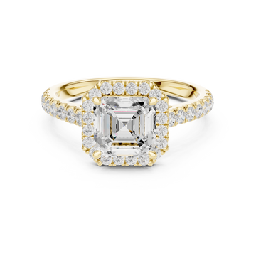  Gold Celestial Harmony Square Halo Ring Front View