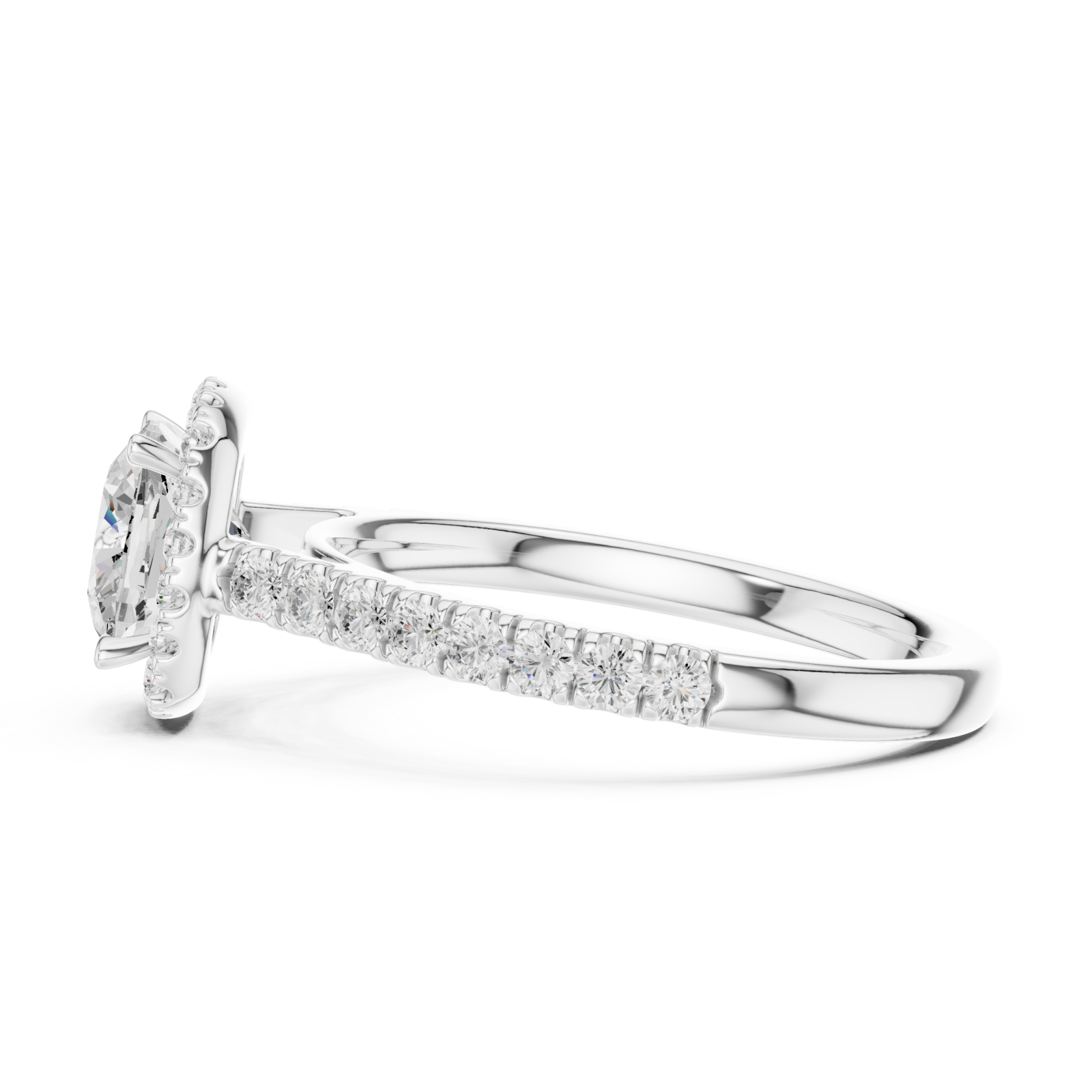  White Gold Petal Radiance Statement Ring Side View