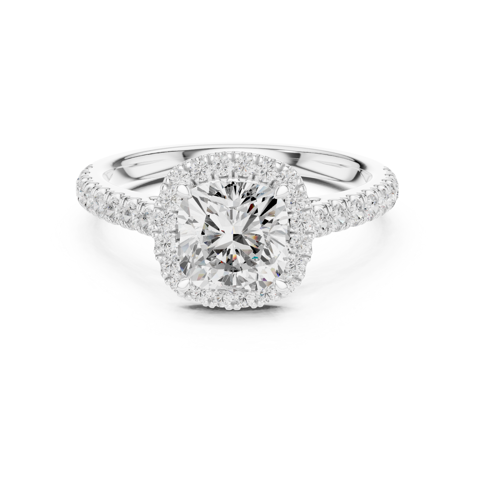  White Gold Petal Radiance Statement Ring Front View