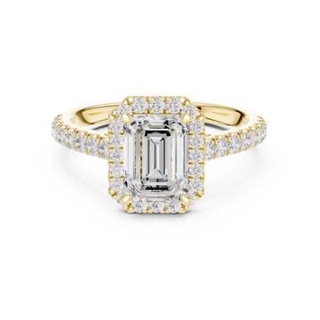  Gold Luminous Halo Emerald Radiance Ring Front View
