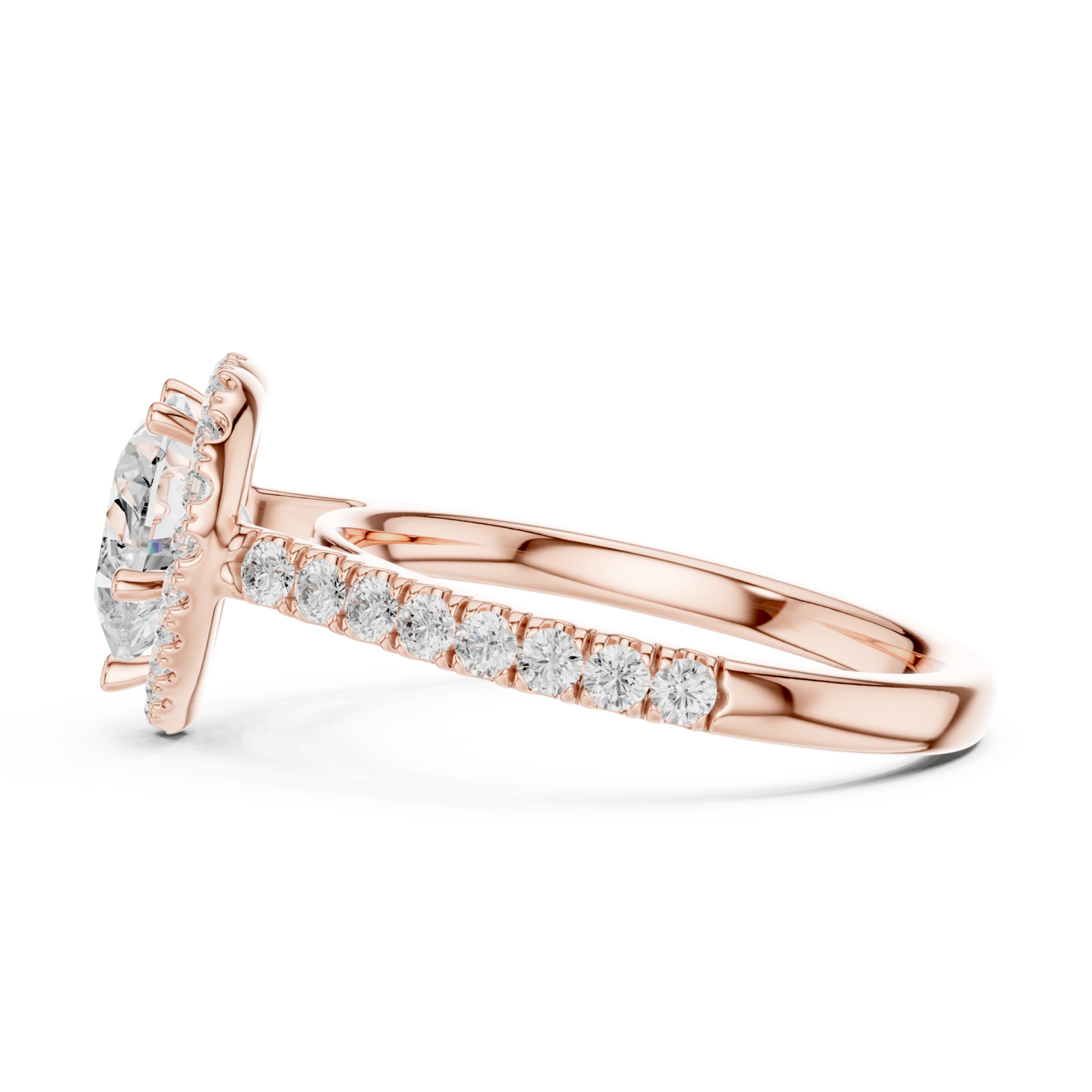  Rose Gold Radiant Love Heart Ring Side View