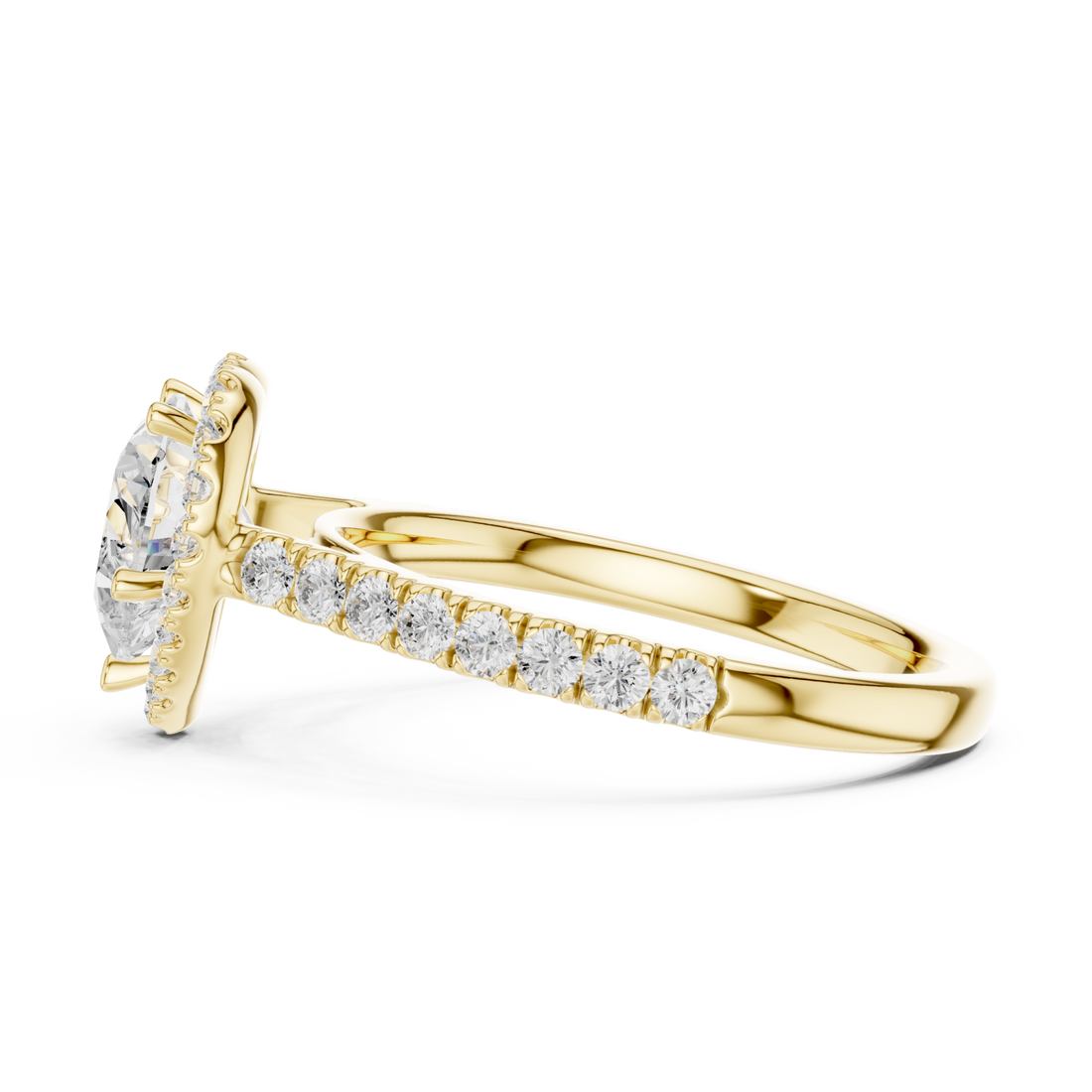  Gold Radiant Love Heart Ring Front View