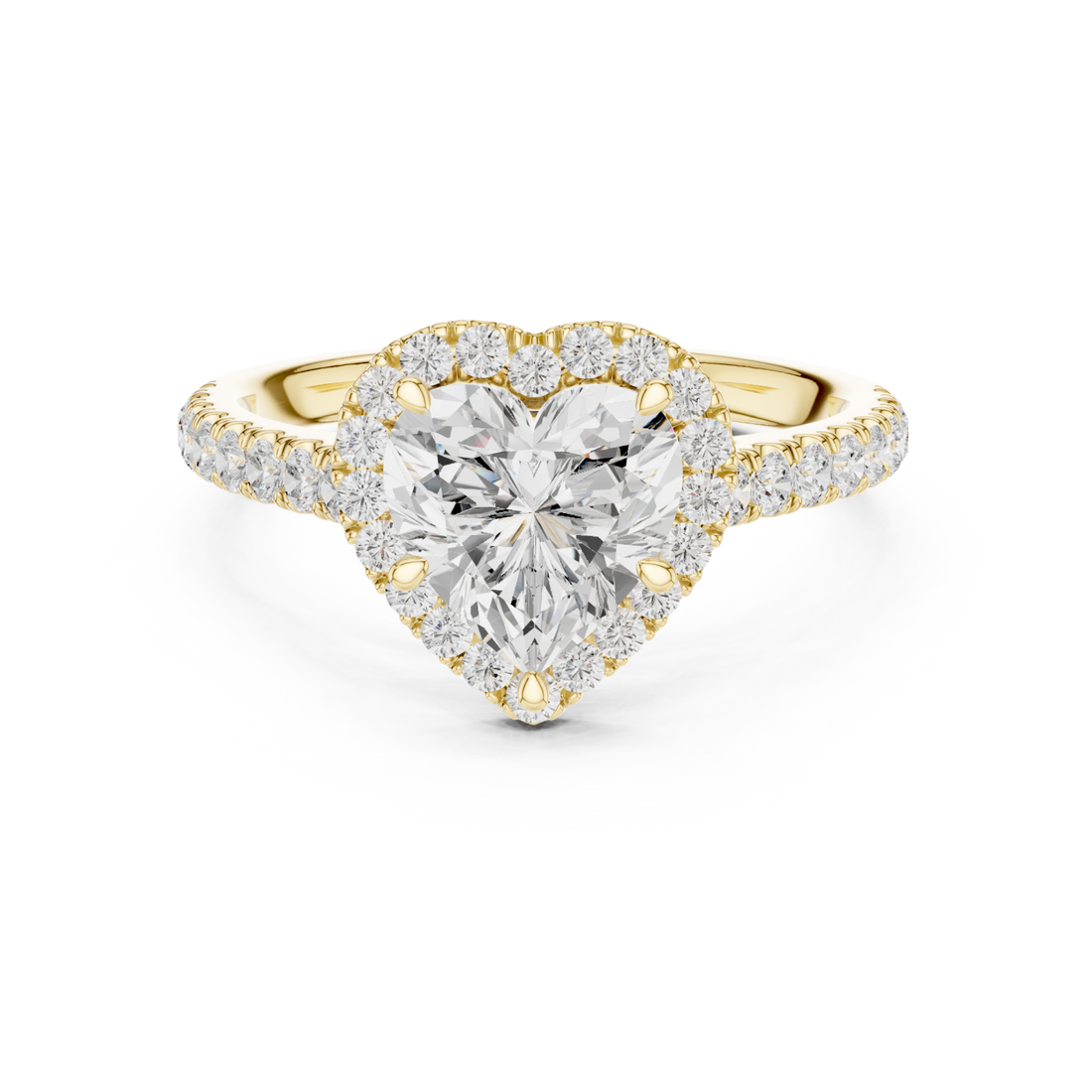  Gold Radiant Love Heart Ring Front View