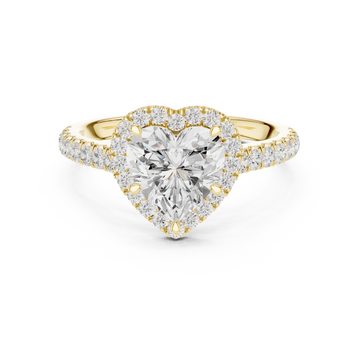  Gold Radiant Love Heart Ring Front View