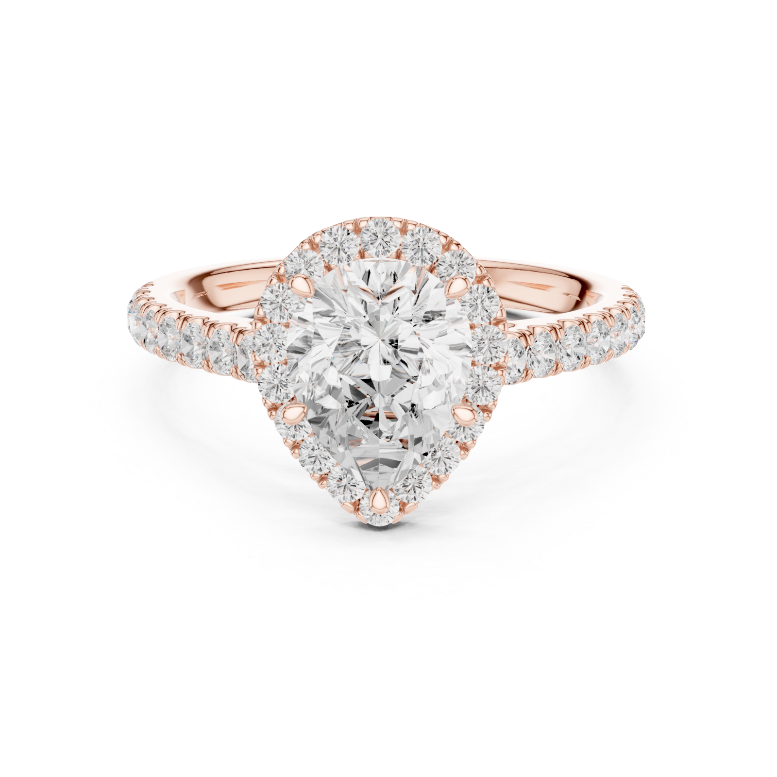  Rose Gold Celestial Dewdrop Elegance Solitaire Ring Front View