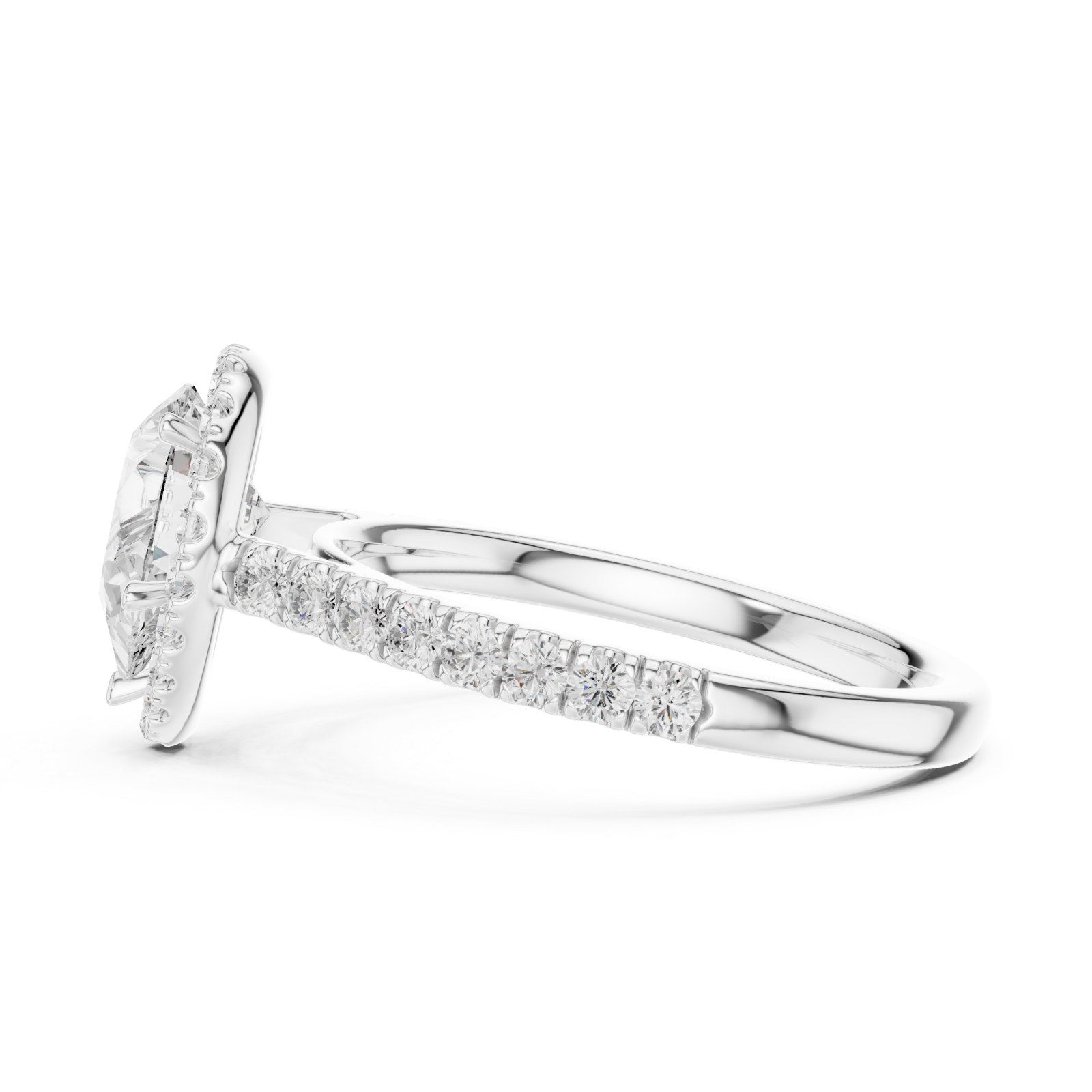  White Gold Celestial Dewdrop Elegance Solitaire Ring Side View