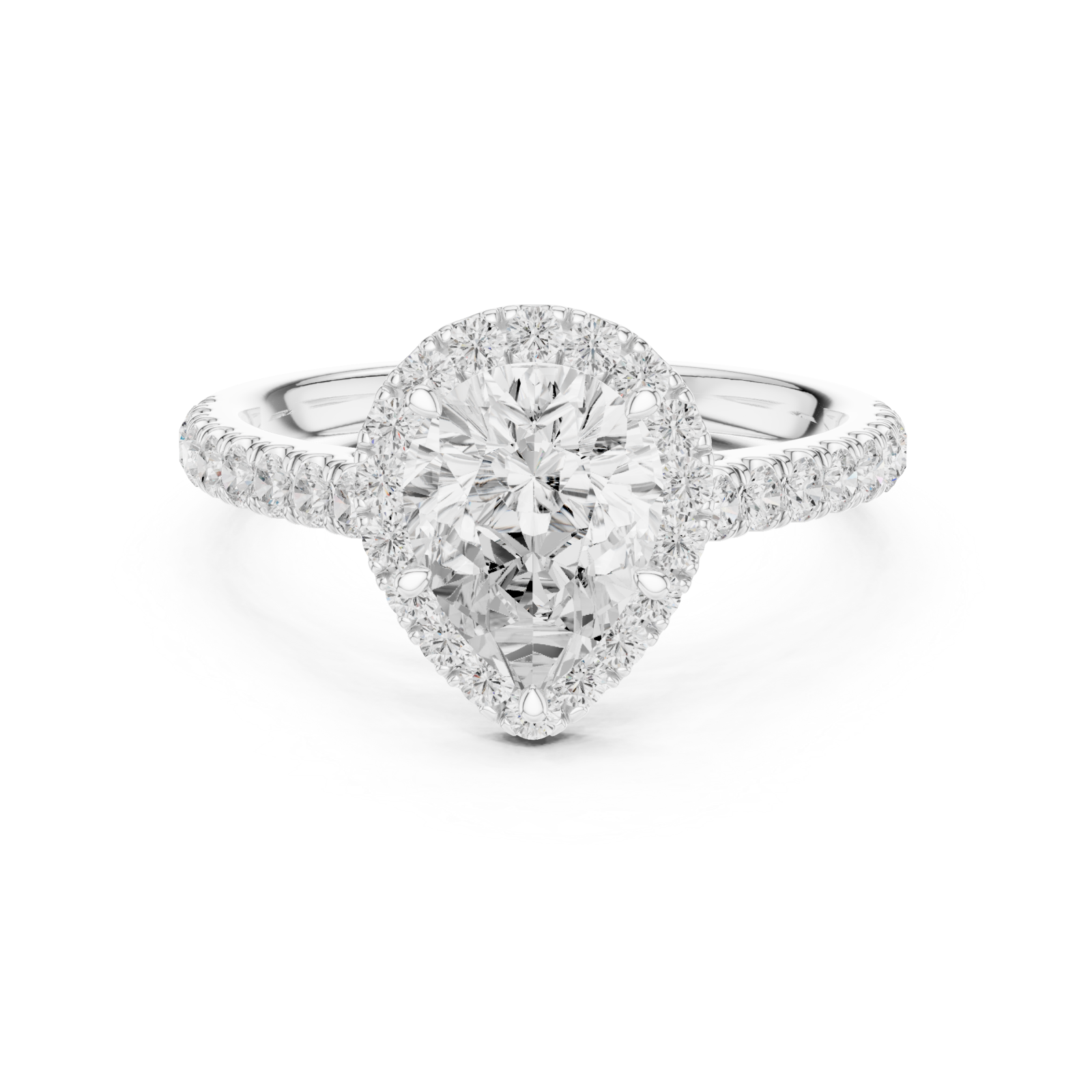  White Gold Celestial Dewdrop Elegance Solitaire Ring Front View