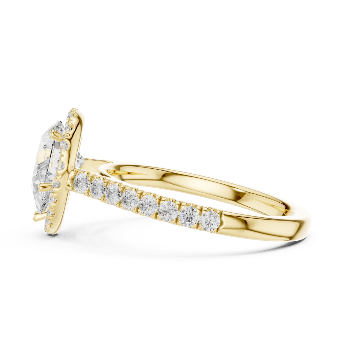  Gold Celestial Dewdrop Elegance Solitaire Ring Front View