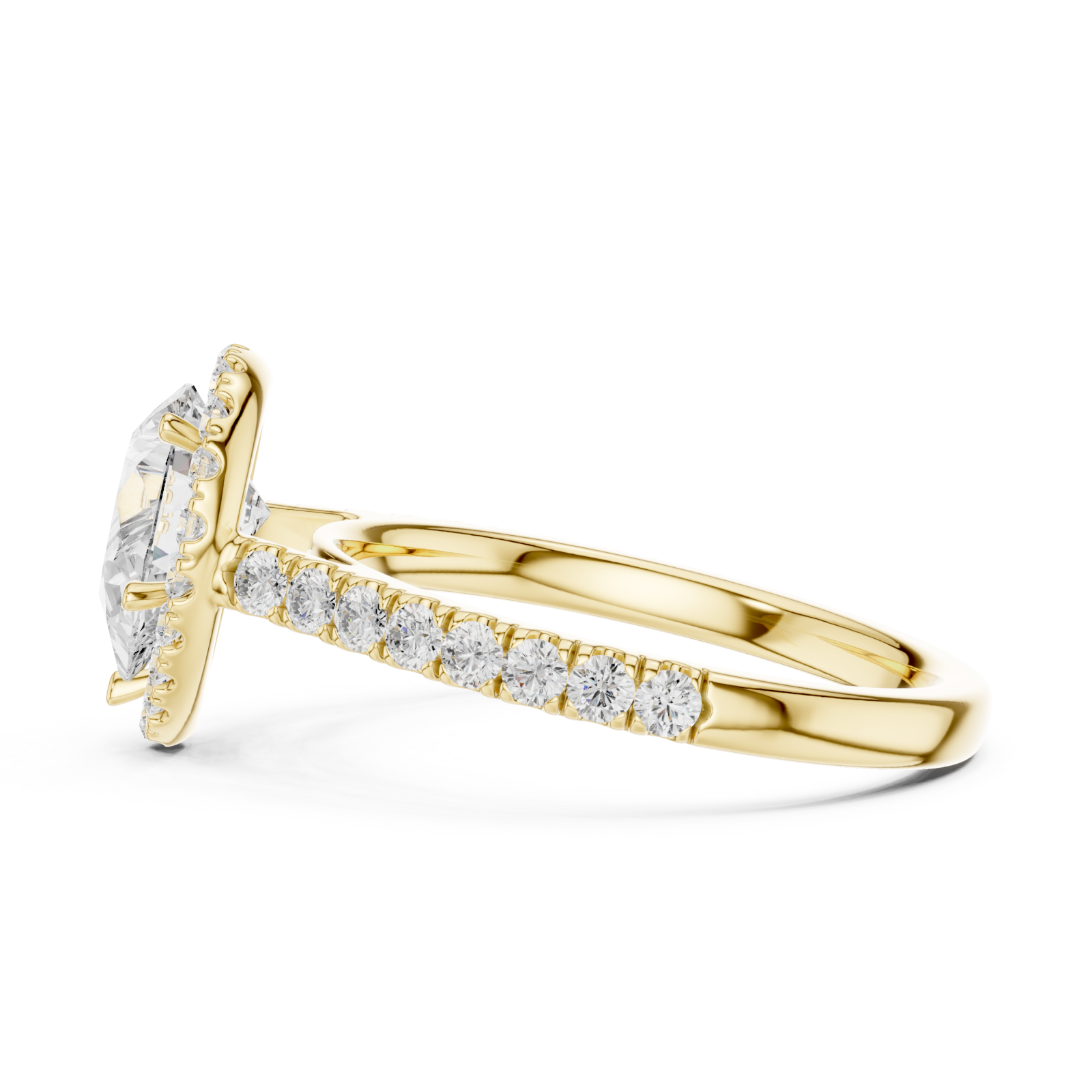  Gold Celestial Dewdrop Elegance Solitaire Ring Side View