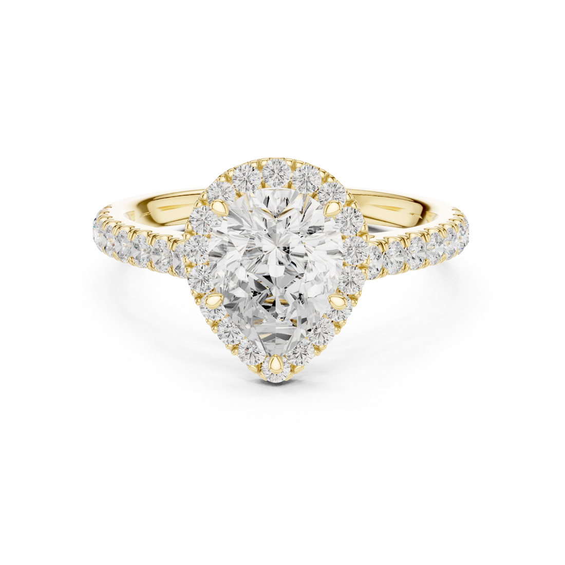  Gold Celestial Dewdrop Elegance Solitaire Ring Front View