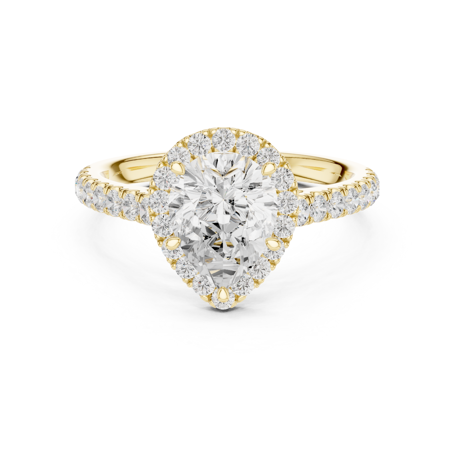  Gold Celestial Dewdrop Elegance Solitaire Ring Front View