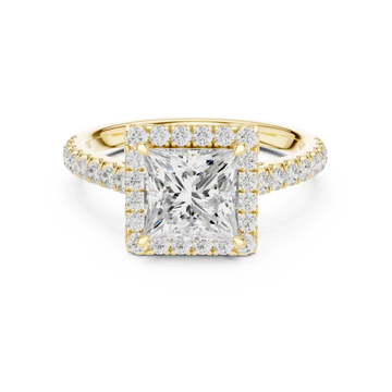  Gold Classic Regal Square Halo Ring Front View