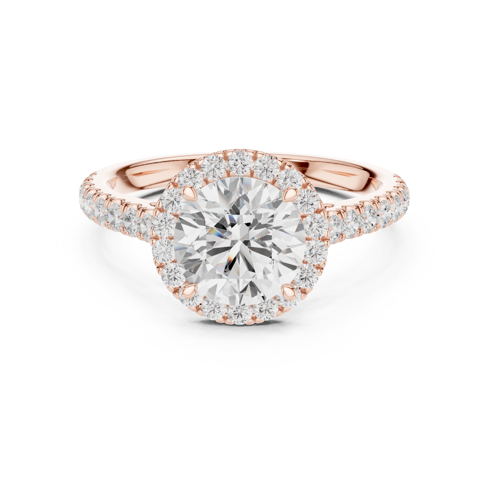  Rose Gold Radiant Halo Bloom Luxe Ring Front View