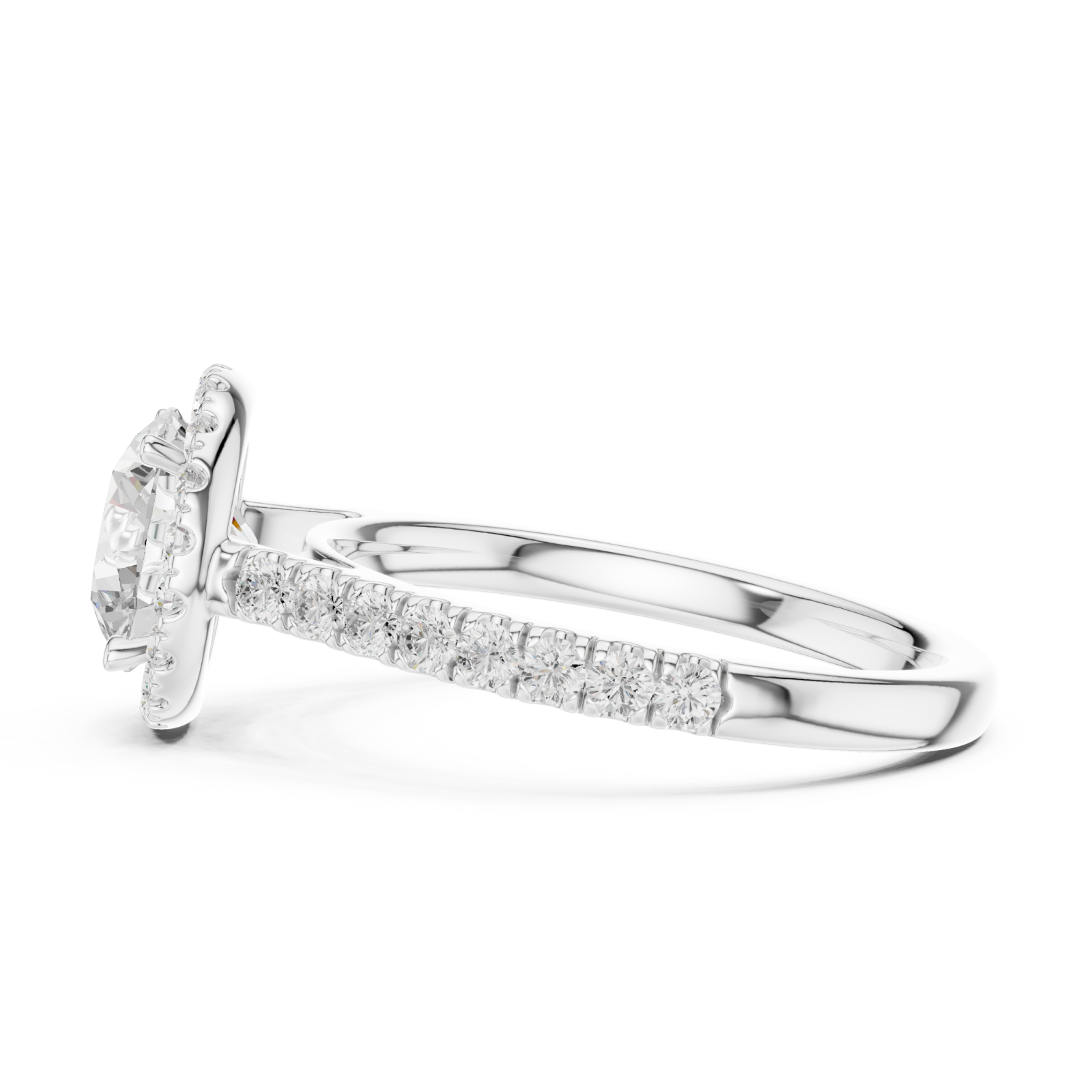  White Gold Radiant Halo Bloom Luxe Ring Side View