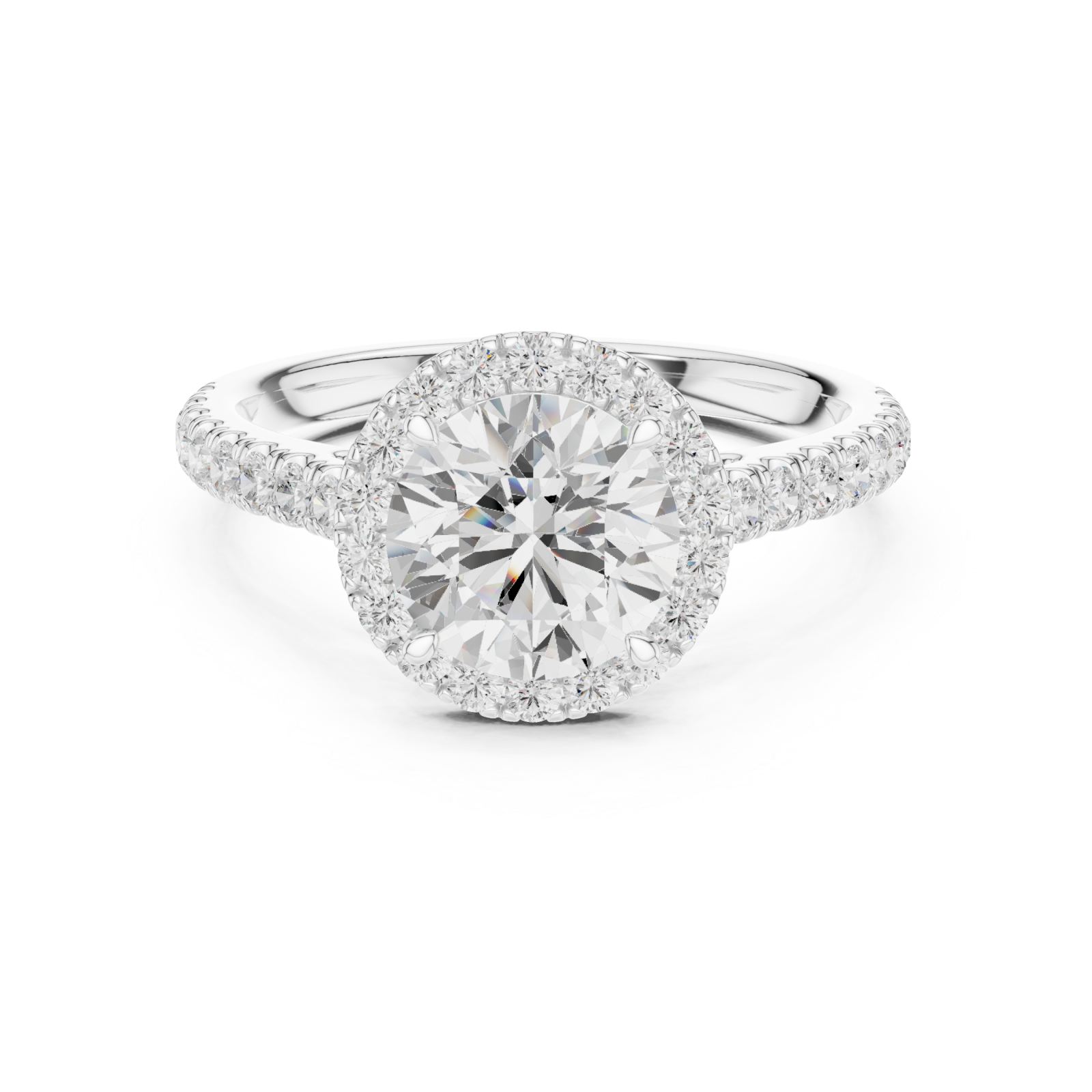  White Gold Radiant Halo Bloom Luxe Ring Front View