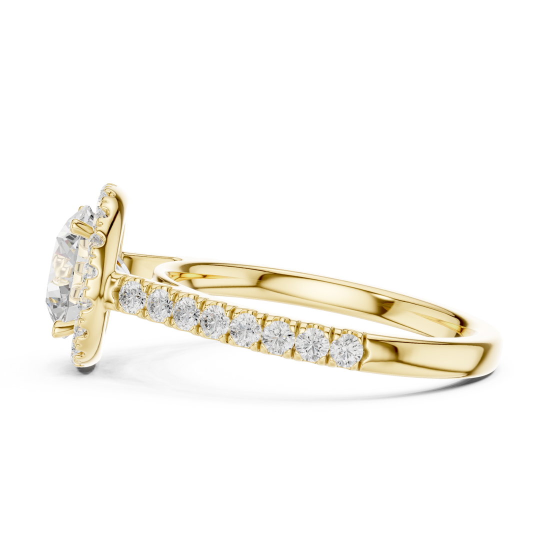  Gold Radiant Halo Bloom Luxe Ring Front View