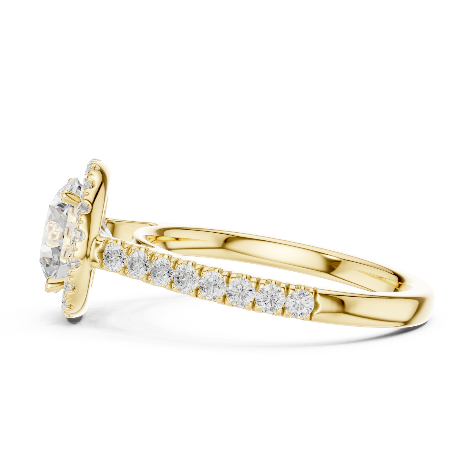 Gold Radiant Halo Bloom Luxe Ring Side View