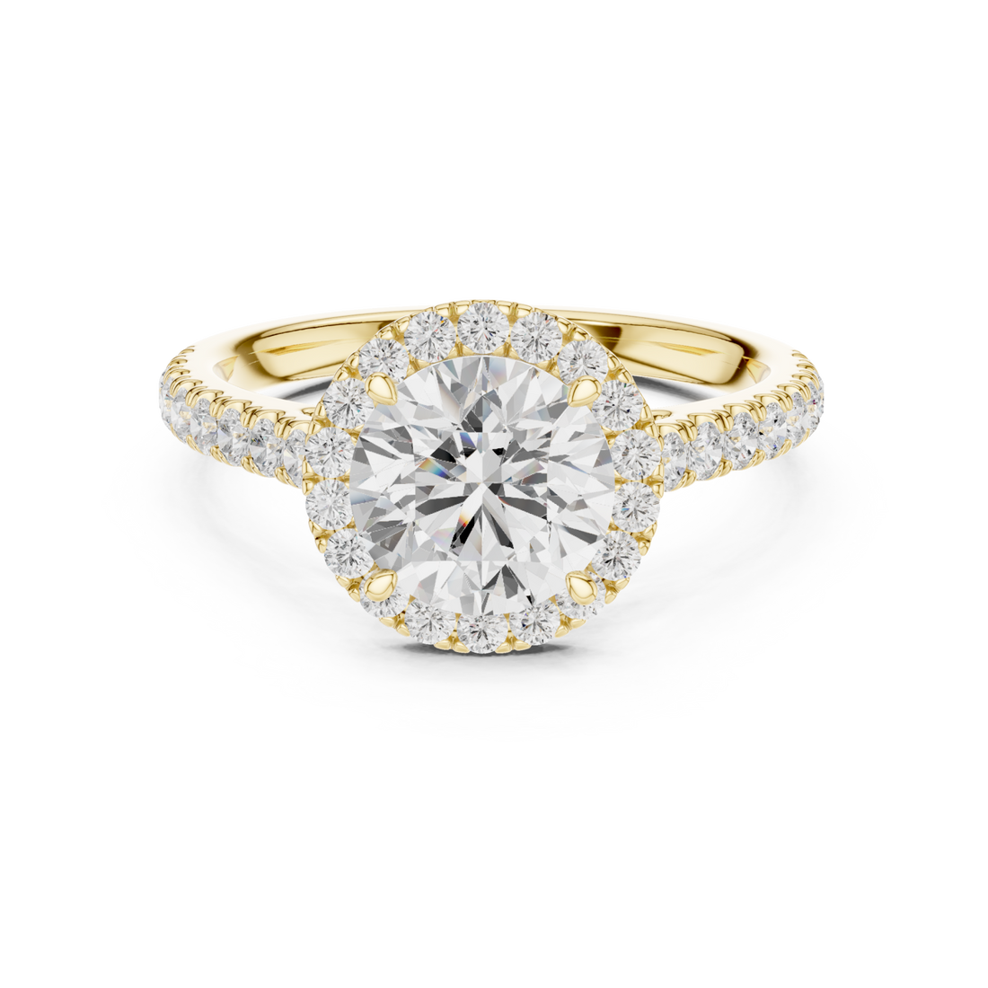  Gold Radiant Halo Bloom Luxe Ring Front View