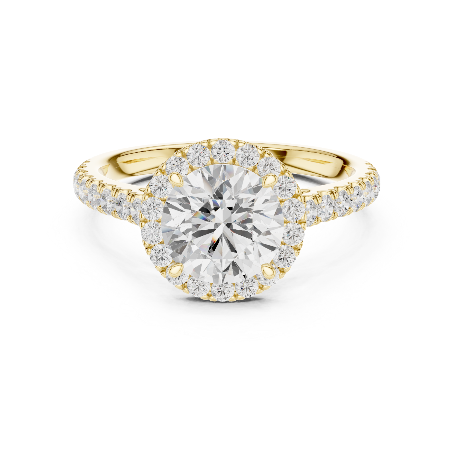  Gold Radiant Halo Bloom Luxe Ring Front View